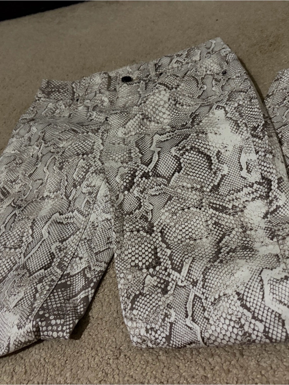 Neutral Snake-Print High-Waist Trousers